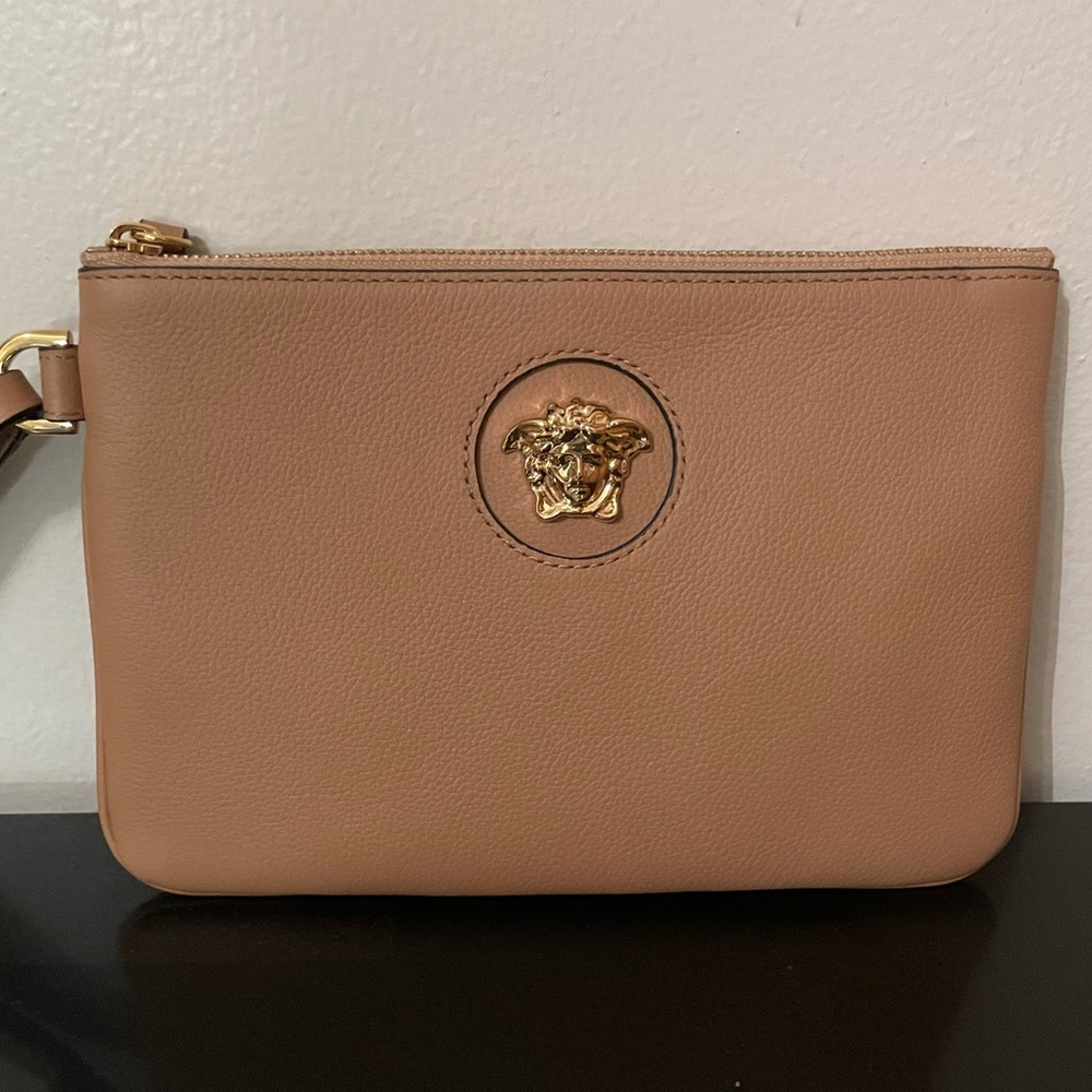 Versace - La Medusa Coin Pouch Wristlet - Camel - BRAND NEW, never used
